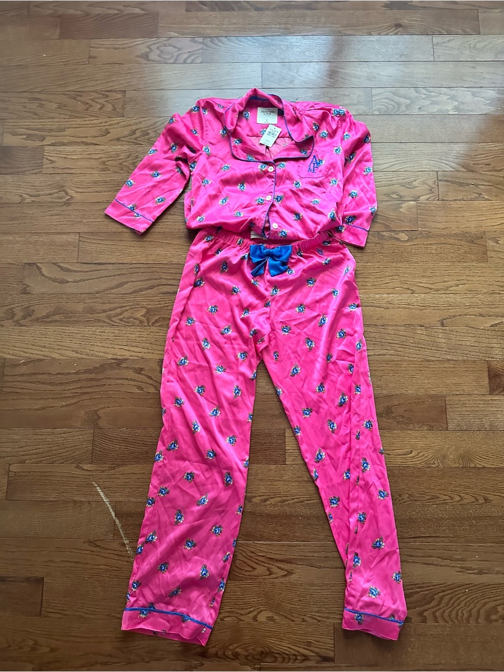 NWT Abercrombie & Fitch Pink Floral Satin Pajama Set MISMATCHED SIZES